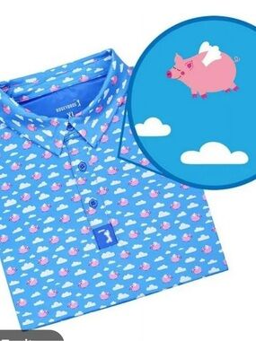 Bogey Bros When Pigs Fly Golf Polo Size L Casual Activewear